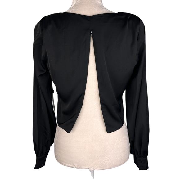 ASTR The Label Womens Shirt Blouse Black Small Cropped New - Picture 9 of 10